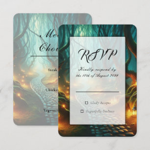 Twisted Woodland Lantern Path Wedding RSVP Card
