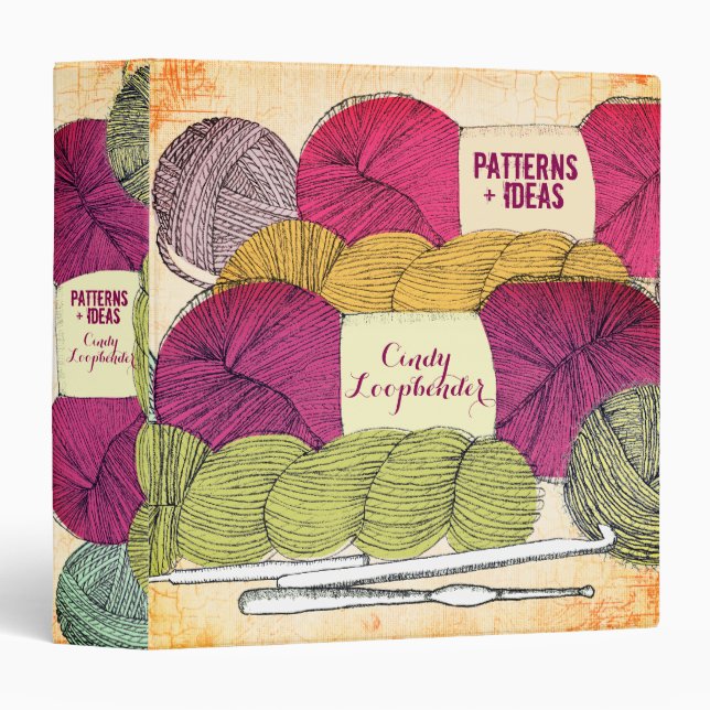 Twisted yarn hanks crochet hooks crafts binder (Front/Spine)