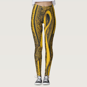 Twisted Yellow ribbon AI art  Leggings