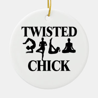 Twisted Yoga Chick Ceramic Ornament