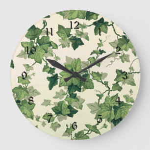 Twisting Ivy Leaves Pattern Large Clock
