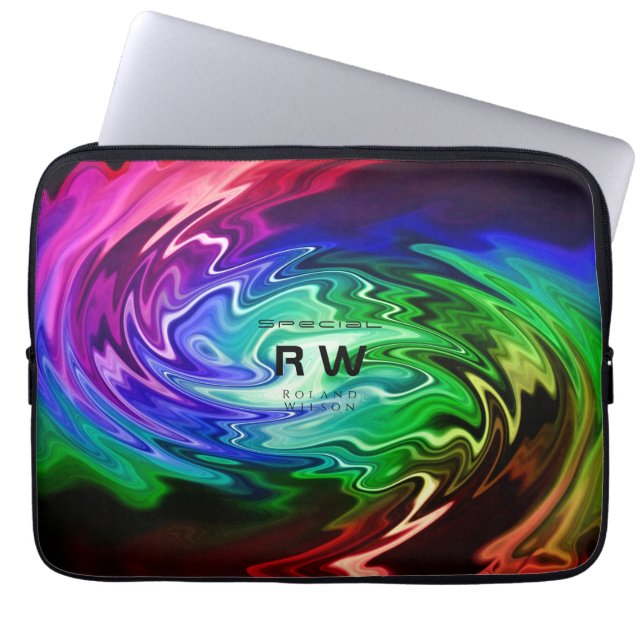 Twisting Liquid Multicolors Personalized Laptop Sleeve (Front)