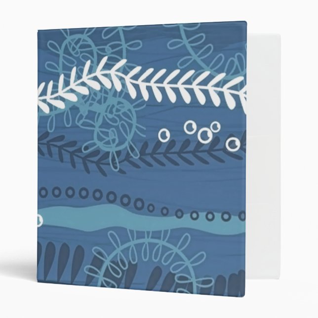Twisting Swirling Vines Dusty Blue Binder (Front/Inside)