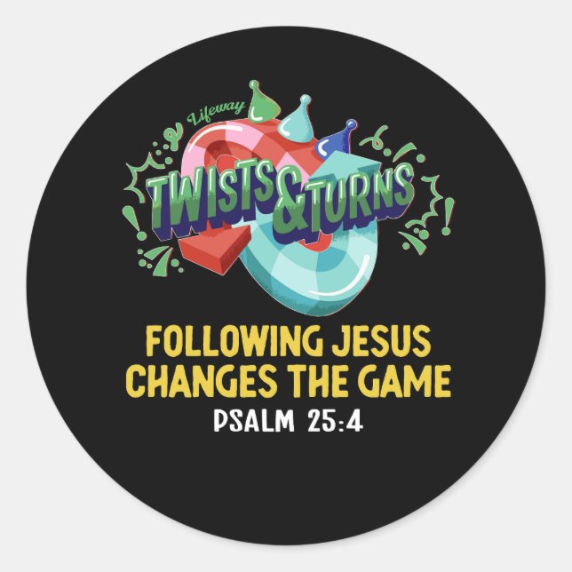 Twists Turns Vbs Following Jesus Changes The Game  Classic Round Sticker (Front)