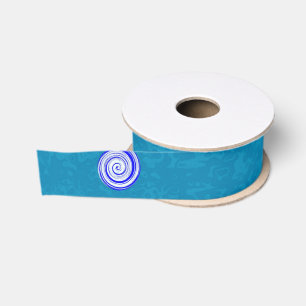 Twisty Polka Dot Spirals Blue Grosgrain Ribbon