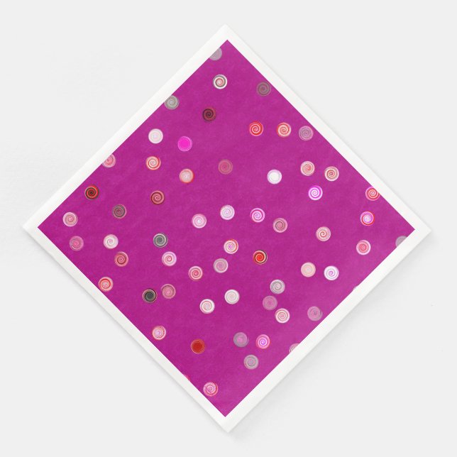 Twisty Polka Dot Spirals Pink Paper Party Napkins (Corner)