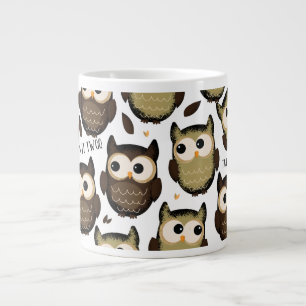Twit twoo! cute owl pattern. large coffee mug