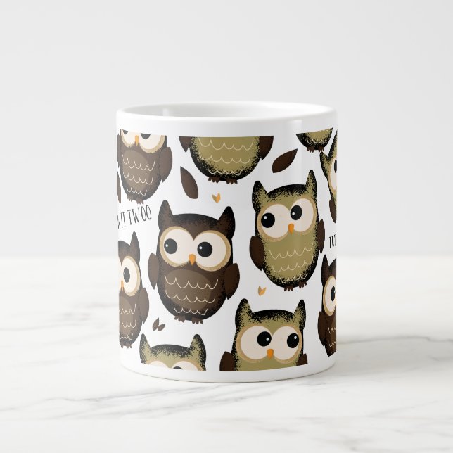 Twit twoo! cute owl pattern. large coffee mug (Front)