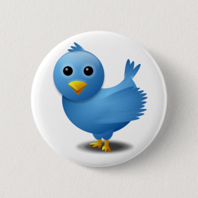 Twitter bird 2 inch round button (Front)