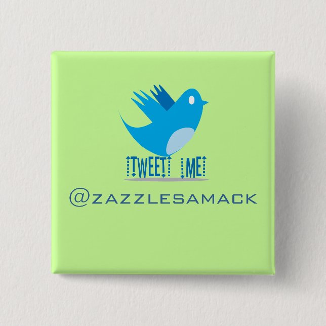 Twitter Bird Follow Me- Choose Background Colour 2 Inch Square Button (Front)
