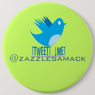 Twitter Bird Follow Me- Choose Background Colour 6 Inch Round Button