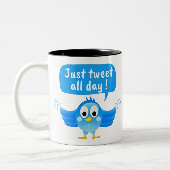 Twitter bird Two-Tone coffee mug (Left)