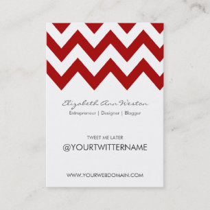 Twitter Business Cards in Red Chevron - Portrait