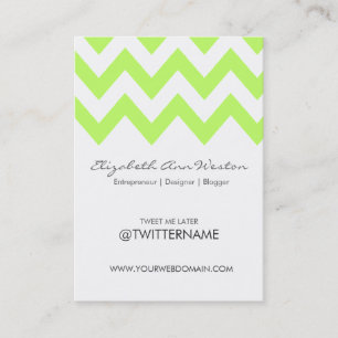 Twitter Business Cards: Lime Chevron - Portrait Card