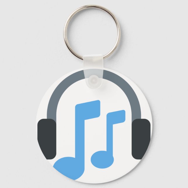 Twitter emoji - Music, Headphone Keychain (Front)