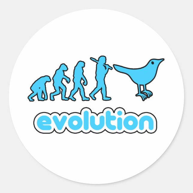 Twitter evolution classic round sticker (Front)