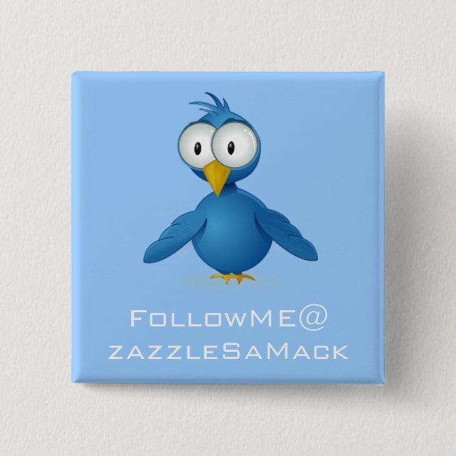 Twitter Follow Me @ Your User Name 2 Inch Square Button (Front)