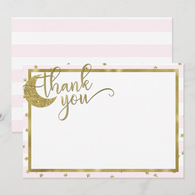Twnkle little star pink gold thank you card (Front/Back)