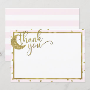 Twnkle little star pink gold thank you card