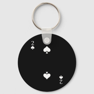 Two (2) Of Spades Poker Card Playing Card Keychain
