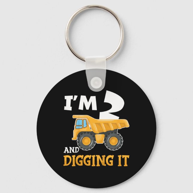 Two 2yr 2th Birthday Construction Boy 2 Years Old  Keychain (Front)