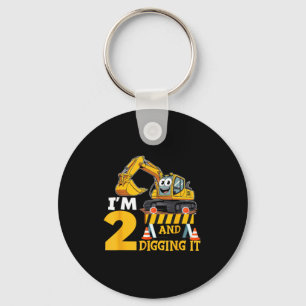 Two 2yr 2th Birthday Construction Boy 2 Years Old Keychain