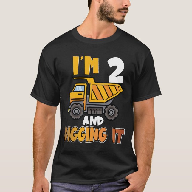 Two 2yr 2th Birthday Construction Boy 2 Years Old  T-Shirt (Front)