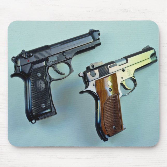 Two .45 calibre automatic guns for gun lovers mouse pad (Front)
