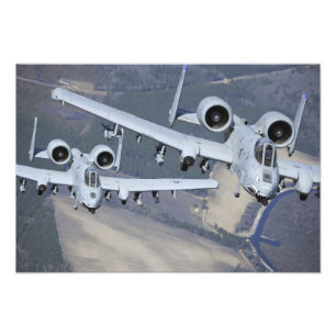 Two A-10C Thunderbolt II aircraft fly in format Photo Print