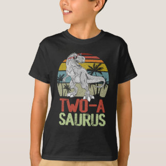 Two a Saurus Birthday T Rex Dino 2nd Dinosaur T-Shirt