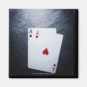 Two Aces Playing Cards on Stainless Steel Magnet