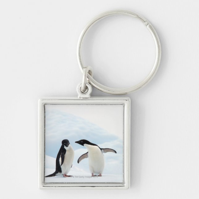 Two Adelie Penguins sitting on a sheet of ice Keychain (Front)