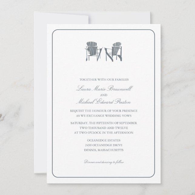 Two Adirondack Chairs Wedding Invitation (Front)
