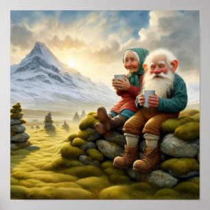 Two Adorable Adult Munchkins Enjoying Some Coffee Poster