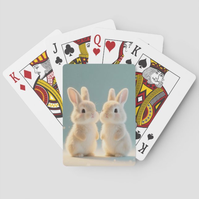 Two Adorable Bunnies Standing Together Playing Cards (Back)