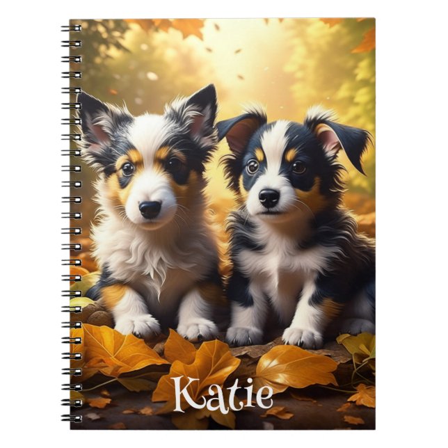 Two Adorable Puppies Personalized Notebook (Front)