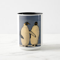 Two adult emperor penguins talking