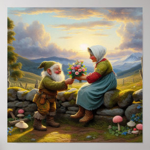 Two Adult Munchkin Characters with Vintage Charm Poster