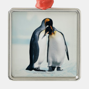 Two affectionate penguins metal ornament