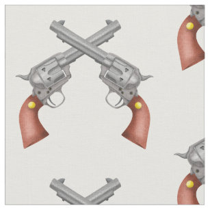 Two American Old West Pistols Crossed Fabric