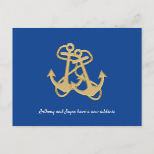 Two Anchors Couples New Address Custom Announcement Postcard