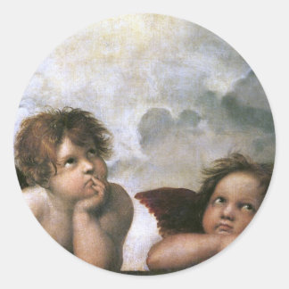 Two Angels, Raphael Vintage Fine Art Classic Round Sticker