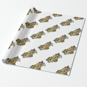 Two Angels Vintage Painting Wrapping Paper