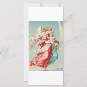 Two angels wear a small child