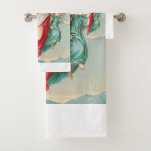 Two angels wear a small child bath towel set
