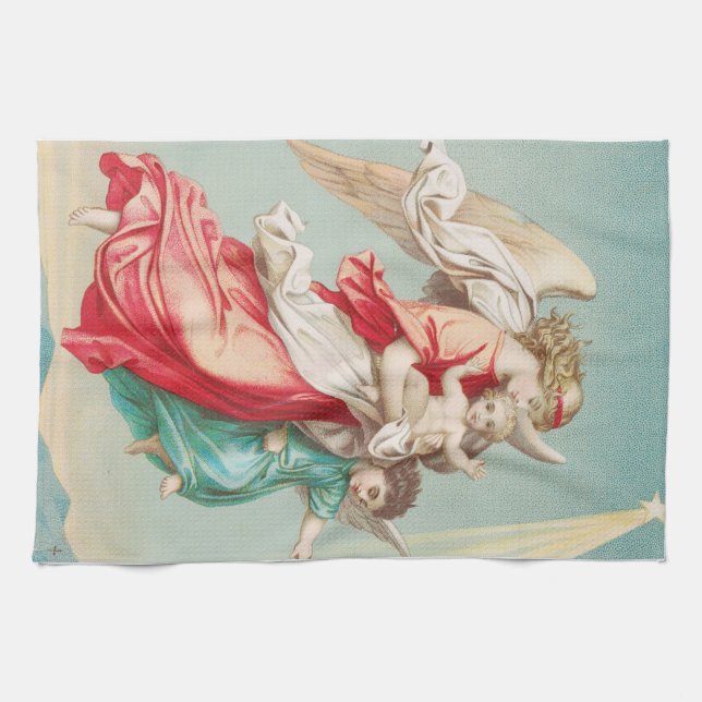 Two angels wear a small child kitchen towel (Horizontal)