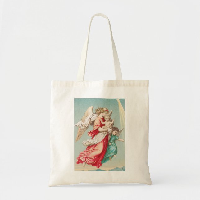 Two angels wear a small child tote bag (Front)