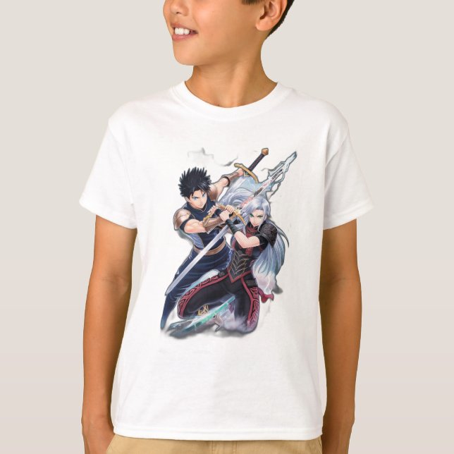 Two anime warriors clashing swords,  T-Shirt (Front)