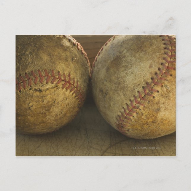 Two antique baseballs postcard (Front)