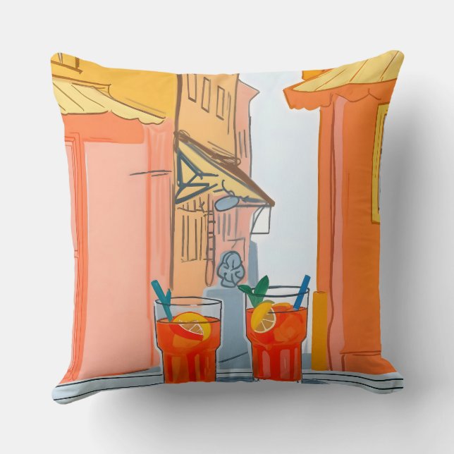 Two Aperols Please! Throw Pillow (Back)